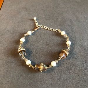 pearl and crystal bracelet costume sparkly beaded layer